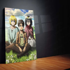 Anime Metal Poster | Eren, Mikasa & Armin Metal Poster – Attack on Titan Tribute - TURTLEWINGS 