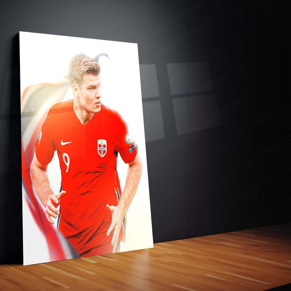 Erling Haaland Norway Jersey – White Background Metal Frame | Minimalist Football Wall Art - TURTLEWINGS 