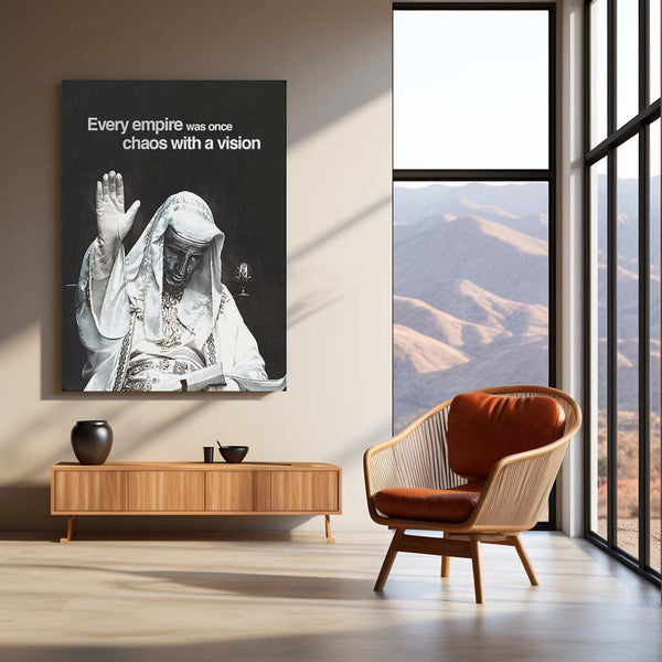 Every Empire Was Once Chaos with a Vision – Visionary Quote Metal Frame | Bold Motivational Wall Art | Entrepreneur & Creator Decor