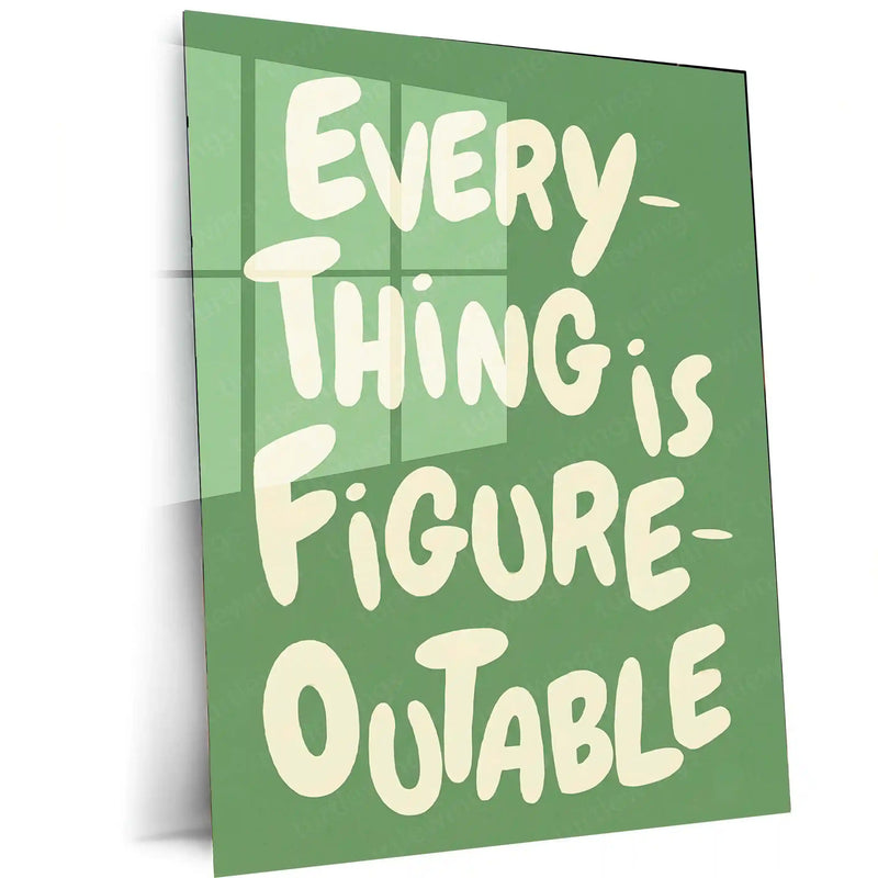 Quote Metal Poster | Everything Is Figureoutable | Growth Mindset Motivation Metal Frame - TURTLEWINGS 