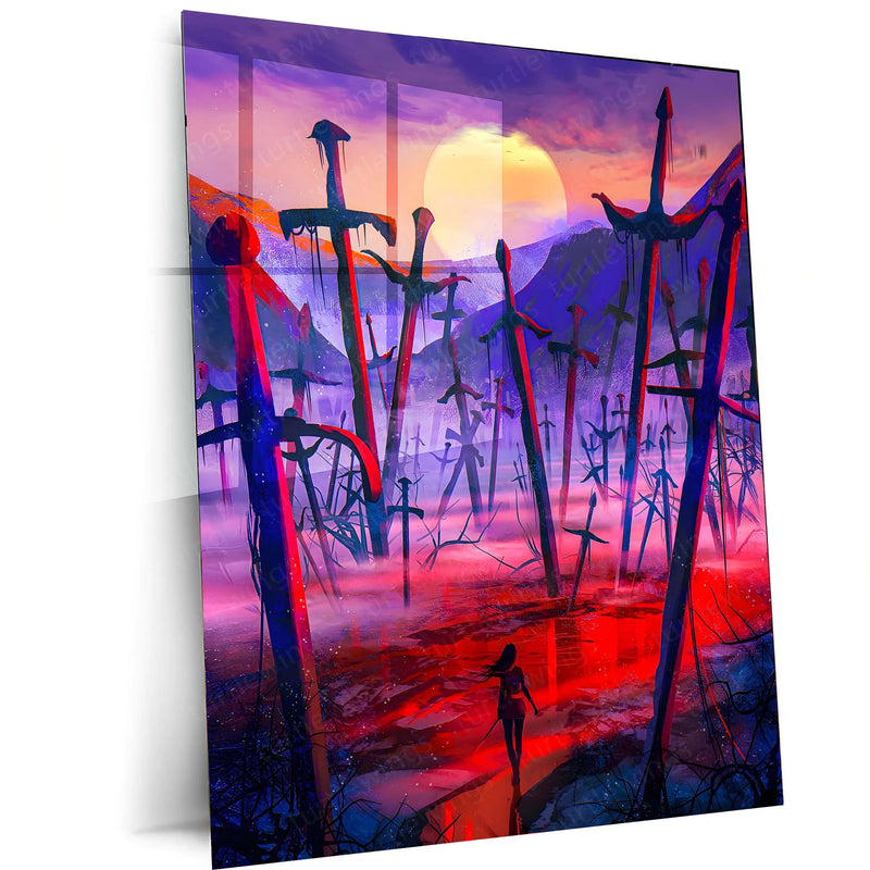 Movies & Series Metal Poster | Expedition 33 – Valley of Fallen Swords | Surreal Fantasy Metal Frame Poster - TURTLEWINGS 