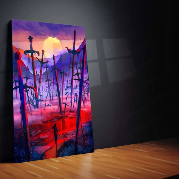 Movies & Series Metal Poster | Expedition 33 – Valley of Fallen Swords | Surreal Fantasy Metal Frame Poster