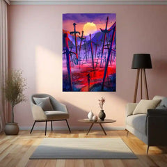 Movies & Series Metal Poster | Expedition 33 – Valley of Fallen Swords | Surreal Fantasy Metal Frame Poster - TURTLEWINGS 