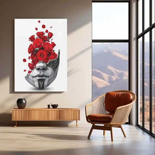 Movies & Series Metal Poster | Expedition 33 – The Mask of Thorns | Surreal Rose Sculpture Metal Frame Poster