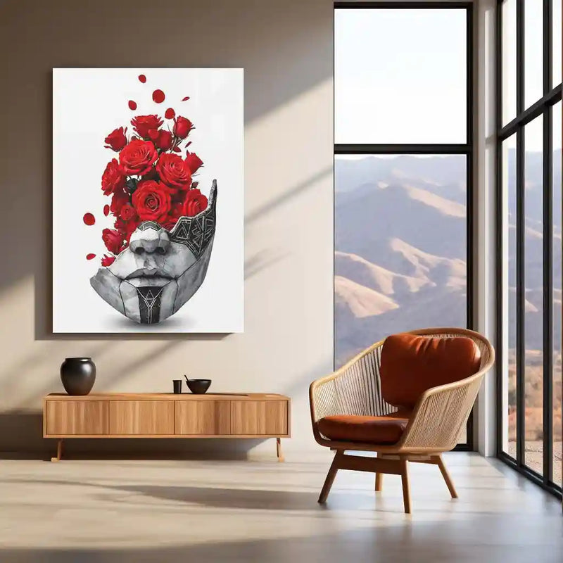 Movies & Series Metal Poster | Expedition 33 – The Mask of Thorns | Surreal Rose Sculpture Metal Frame Poster - TURTLEWINGS 