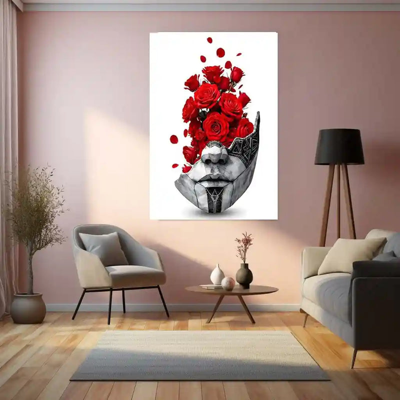 Movies & Series Metal Poster | Expedition 33 – The Mask of Thorns | Surreal Rose Sculpture Metal Frame Poster - TURTLEWINGS 