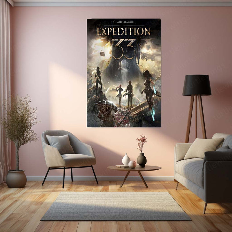 Movies & Series Metal Poster | Expedition 33 – Dark Fantasy Metal Poster | Warrior’s Journey Wall Frame