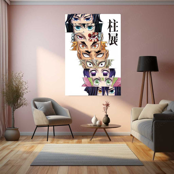 Eyes of the Hashira – Demon Slayer Pillars Art Metal Poster | Kimetsu no Yaiba Wall Frame