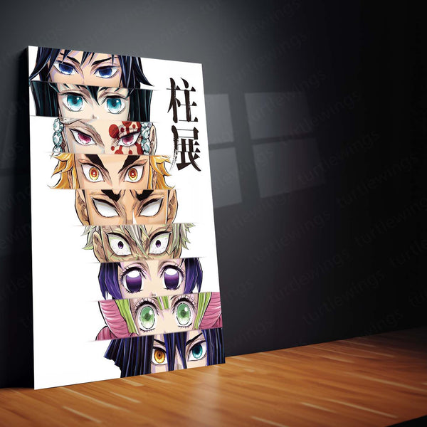 Eyes of the Hashira – Demon Slayer Pillars Art Metal Poster | Kimetsu no Yaiba Wall Frame