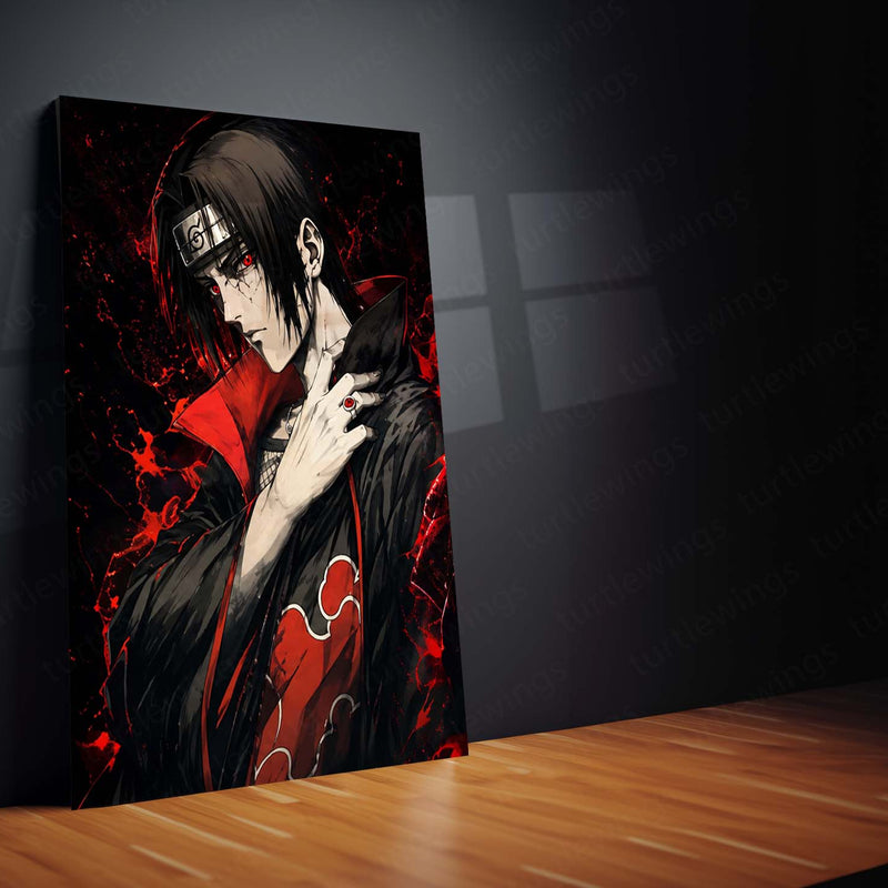 Anime Metal Poster Set of 3 | Naruto | Itachi Uchiha & Madara Uchiha Sharingan Red Lightning Triptych Wall Art