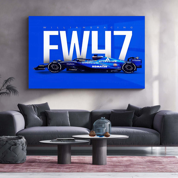 Williams Racing – FW47 Metal Frame | 2024 Formula 1 Car Wall Art - TURTLEWINGS 
