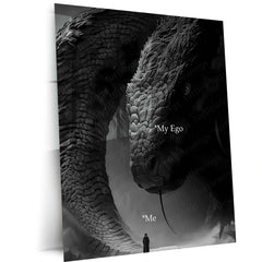 Quote Metal Poster | Face Your Ego Metal Poster | Dark Motivational Wall Art | Premium Metal Frame