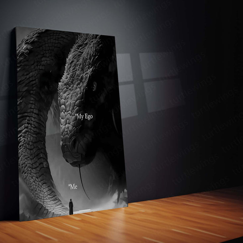 Quote Metal Poster | Face Your Ego Metal Poster | Dark Motivational Wall Art | Premium Metal Frame