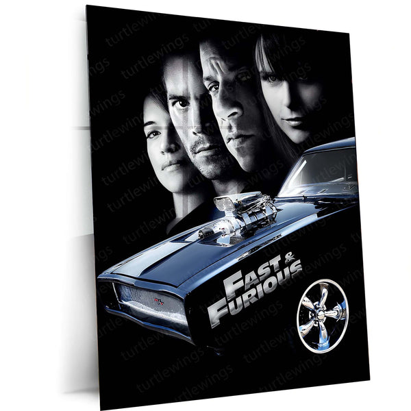 Fast & Furious – Full Throttle Edition Metal Poster | Iconic Muscle Car & Cast Wall Frame
