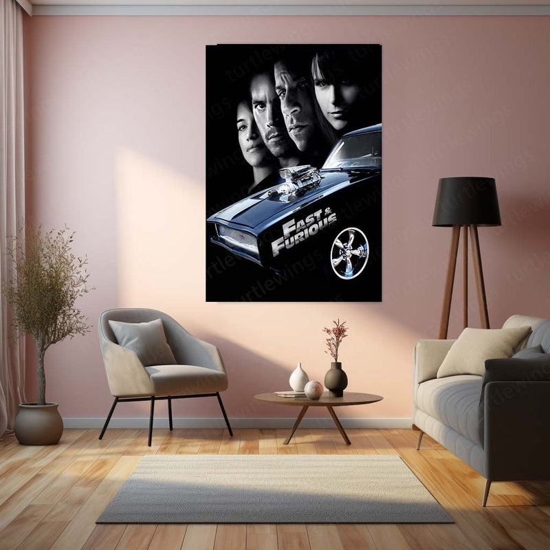 Fast & Furious – Full Throttle Edition Metal Poster | Iconic Muscle Car & Cast Wall Frame