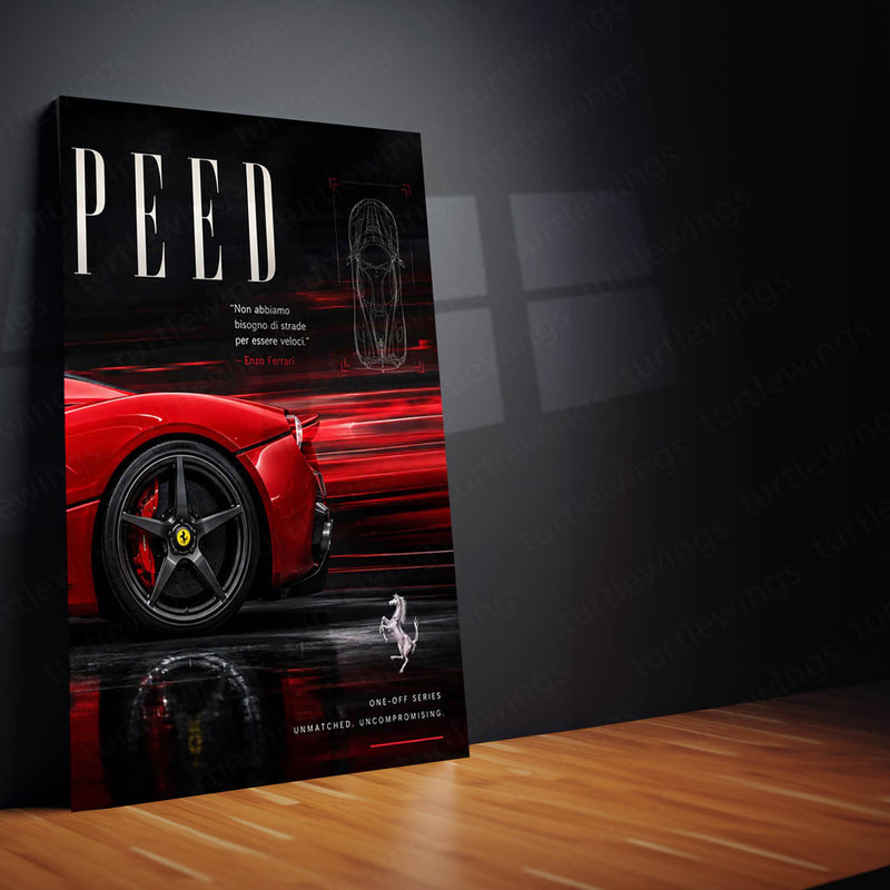 Car Metal Poster Set of 3 | Ferrari LaFerrari Built for Speed Triptych Wall Art