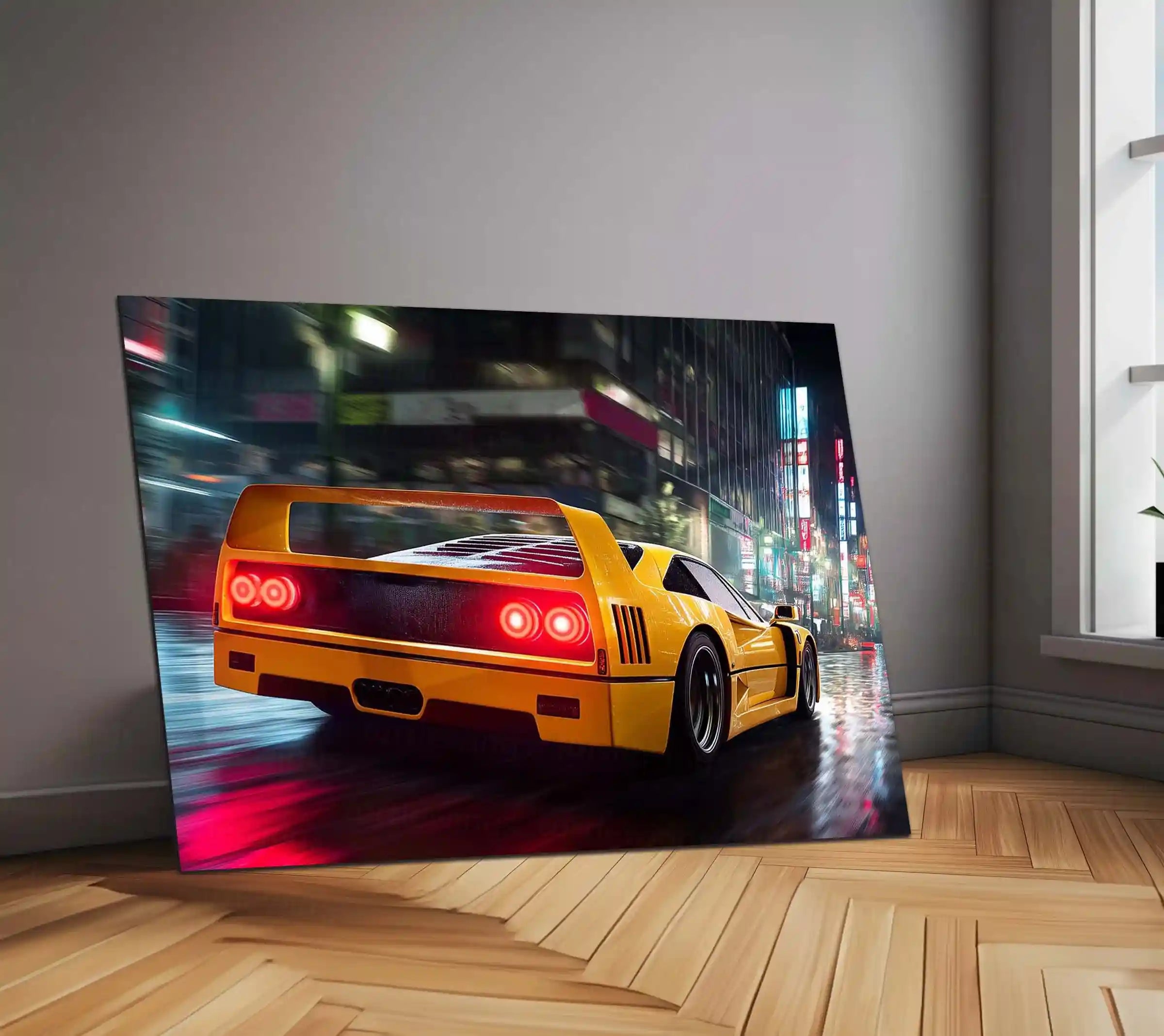 Ferrari F40 Neon LED Metal Poster | Legendary Supercar Wall Art
