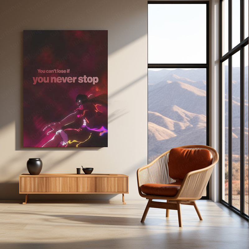 Fighter (Luffy) – “You Can’t Lose If You Never Stop” Metal Poster | One Piece Grind Motivation Wall Art