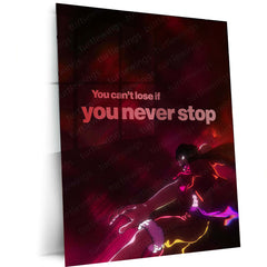 Fighter (Luffy) – “You Can’t Lose If You Never Stop” Metal Poster | One Piece Grind Motivation Wall Art