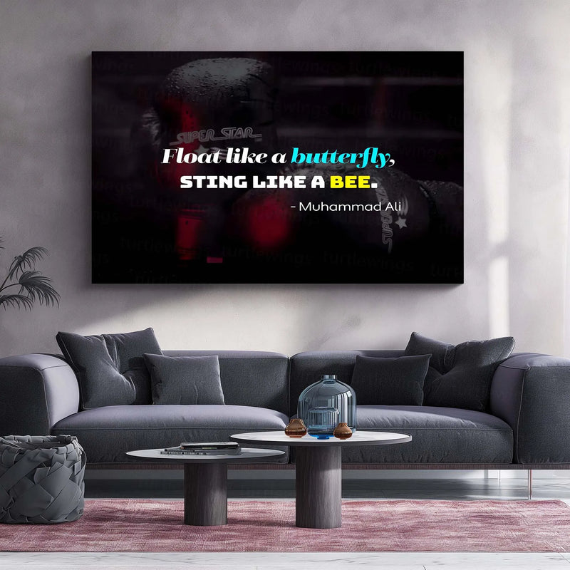 Quote Metal Poster | Float Like a Butterfly, Sting Like a Bee – Muhammad Ali Quote Metal Poster