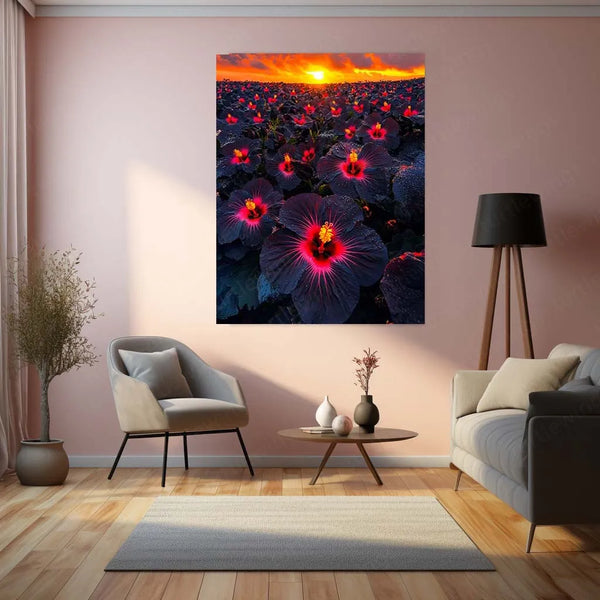 Urban Aesthetic Metal Poster | Flower Art Metal Poster – Elegant Floral Wall Decor - TURTLEWINGS 