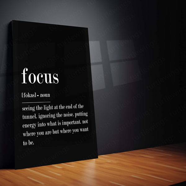 Quote Metal Frame | Focus Definition – Motivational Typography Metal Poster | Inspirational Wall Frame
