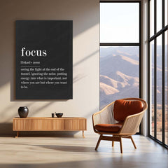 Quote Metal Frame | Focus Definition – Motivational Typography Metal Poster | Inspirational Wall Frame