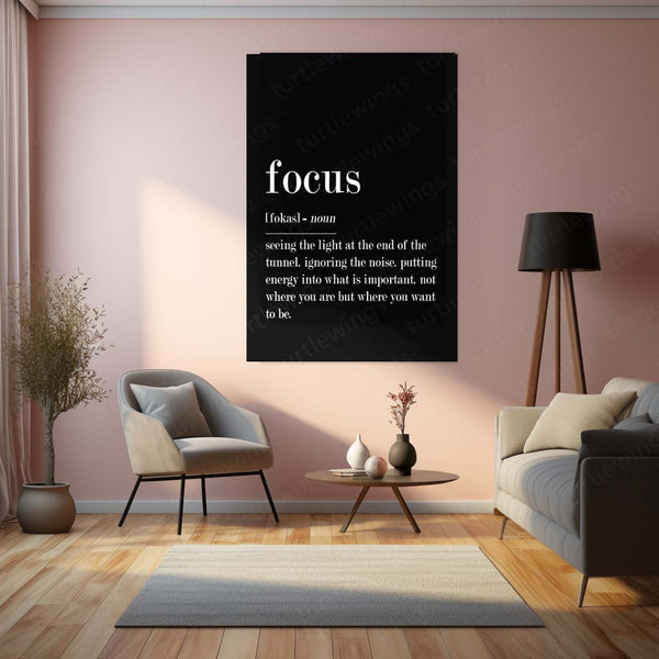 Quote Metal Frame | Focus Definition – Motivational Typography Metal Poster | Inspirational Wall Frame