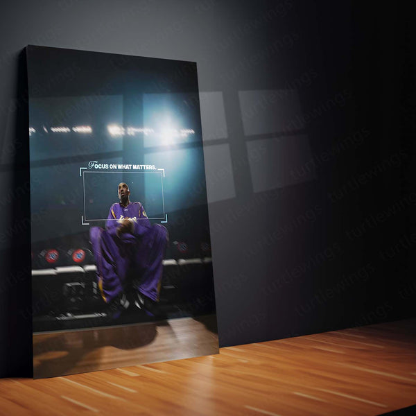 Quote Metal Poster | Kobe Bryant – Focus on What Matters Metal Frame | Mamba Mentality Focus Wall Art | Basketball Motivation Quote Metal Poster