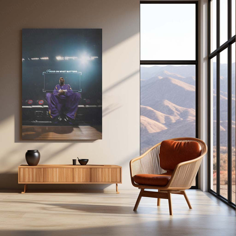 Quote Metal Poster | Kobe Bryant – Focus on What Matters Metal Frame | Mamba Mentality Focus Wall Art | Basketball Motivation Quote Metal Poster
