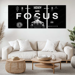 Motivational Metal Poster Set of 3 | Focus | Discipline Money & Success Mindset Triptych Wall Art – main product image