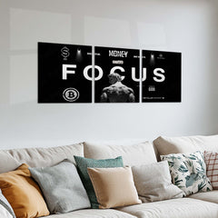 Motivational Metal Poster Set of 3 | Focus | Discipline Money & Success Mindset Triptych Wall Art – product image 2