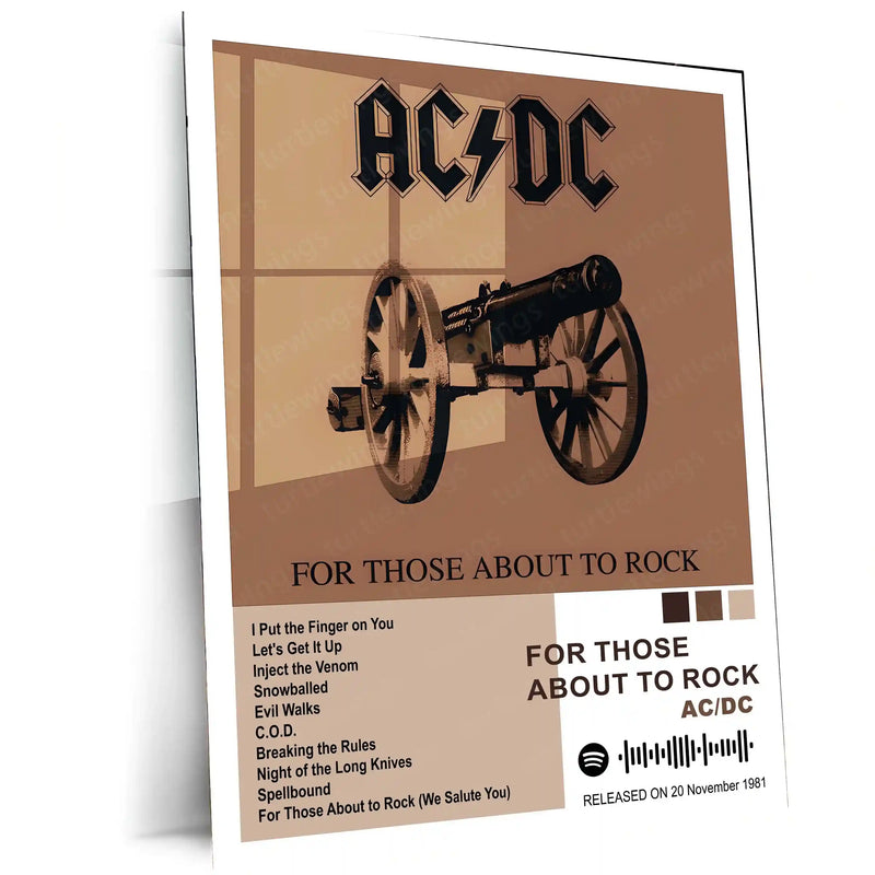 AC/DC Complete Album Collection | Set of 10 | Set of 8 | Set of 4 | Metal Frame Posters High Voltage. Pure Rock Energy. Legendary Wall Statement. - TURTLEWINGS 