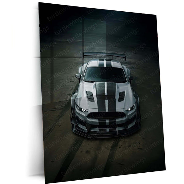 Cars Metal Frame | Ford Mustang GT – Beast Mode Front View Metal Poster | Muscle Car Wall Frame