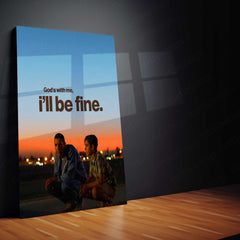 Ford v Ferrari – “God’s With Me, I’ll Be Fine” Metal Poster | Faith x Fuel Wall Art