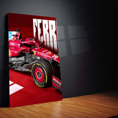 Formula 1 Metal Poster Set of 3 | Ferrari F1 Racing Car | Red Motorsport Triptych Wall Art | Premium Racing Metal Print