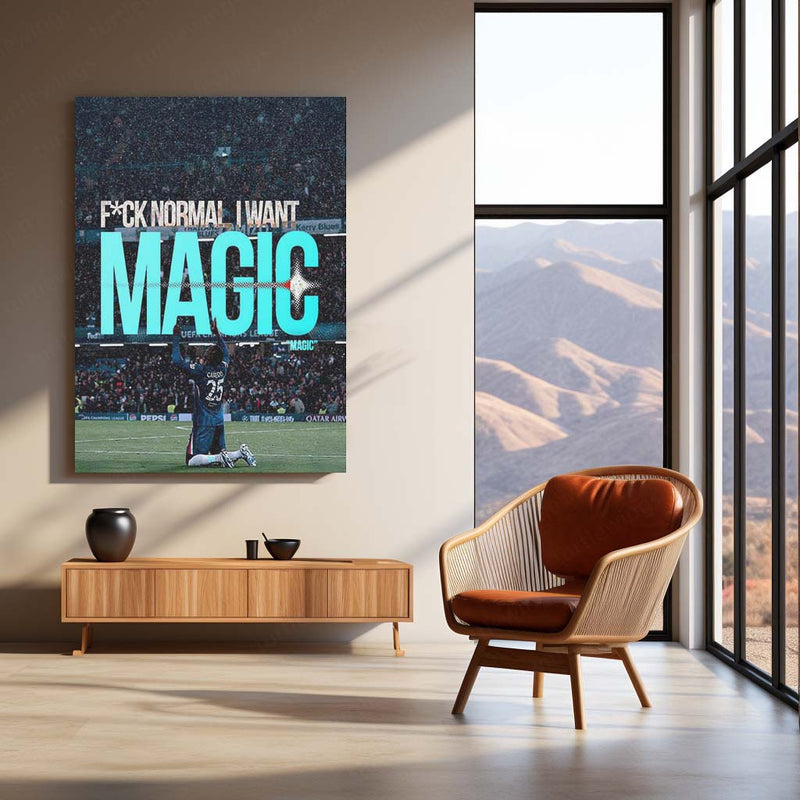 Quote Metal Poster | Moisés Caicedo – Fuck Normal, Be Magic Metal Frame Fearless Football Mentality Wall Art | Modern Game Changer Quote Metal Poster