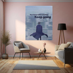 Future Focus – “Keep Going” Anime Quote Metal Poster | Grit x Hope Motivational Wall Art | Premium Aluminum Print