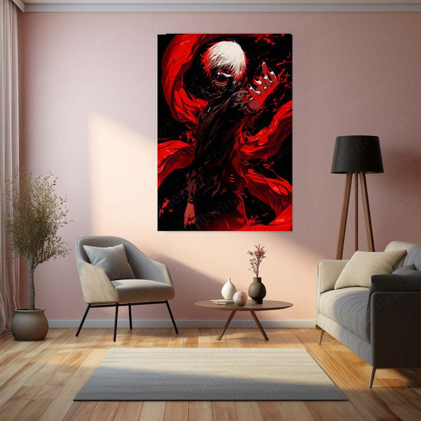 Anime Metal Poster | Tokyo Ghoul – Ken Kaneki Shadow Metal Poster | Dark Anime Wall Frame