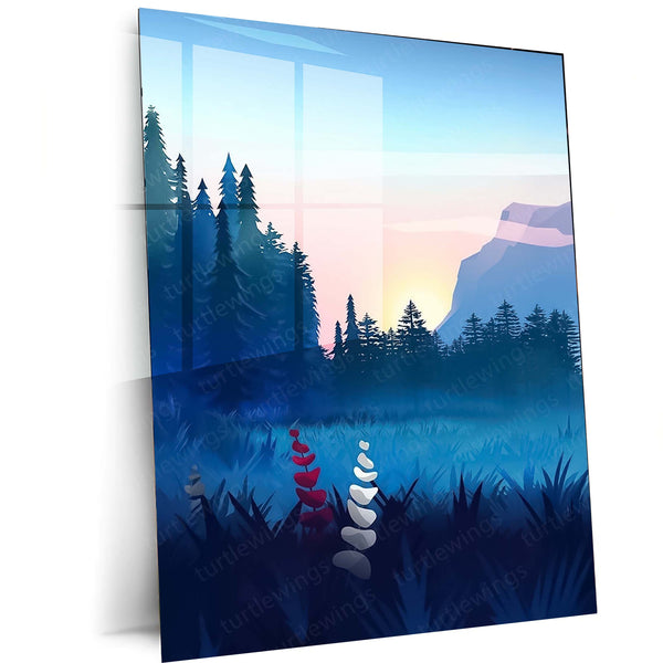 General Nature Aesthetic – Serene Landscape Metal Frame Wall Art | Minimalist Decor - TURTLEWINGS 