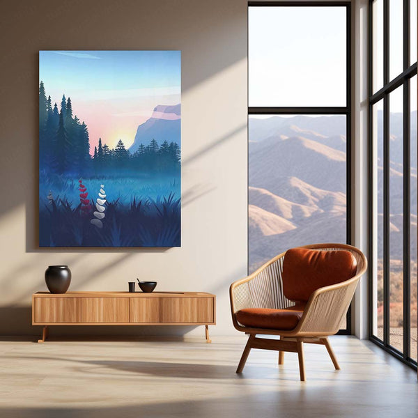 General Nature Aesthetic – Serene Landscape Metal Frame Wall Art | Minimalist Decor - TURTLEWINGS 