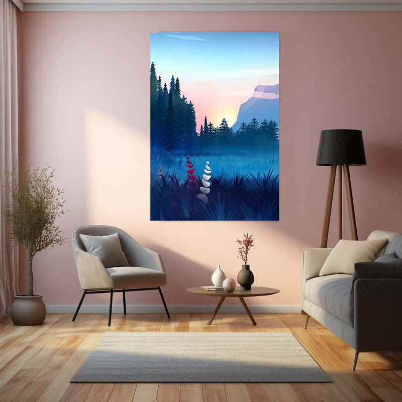 General Nature Aesthetic – Serene Landscape Metal Frame Wall Art | Minimalist Decor - TURTLEWINGS 