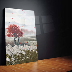 Japanese Warrior Metal Poster Set of 3 | Samurai | Red Maple Field Triptych Wall Art – product image 3