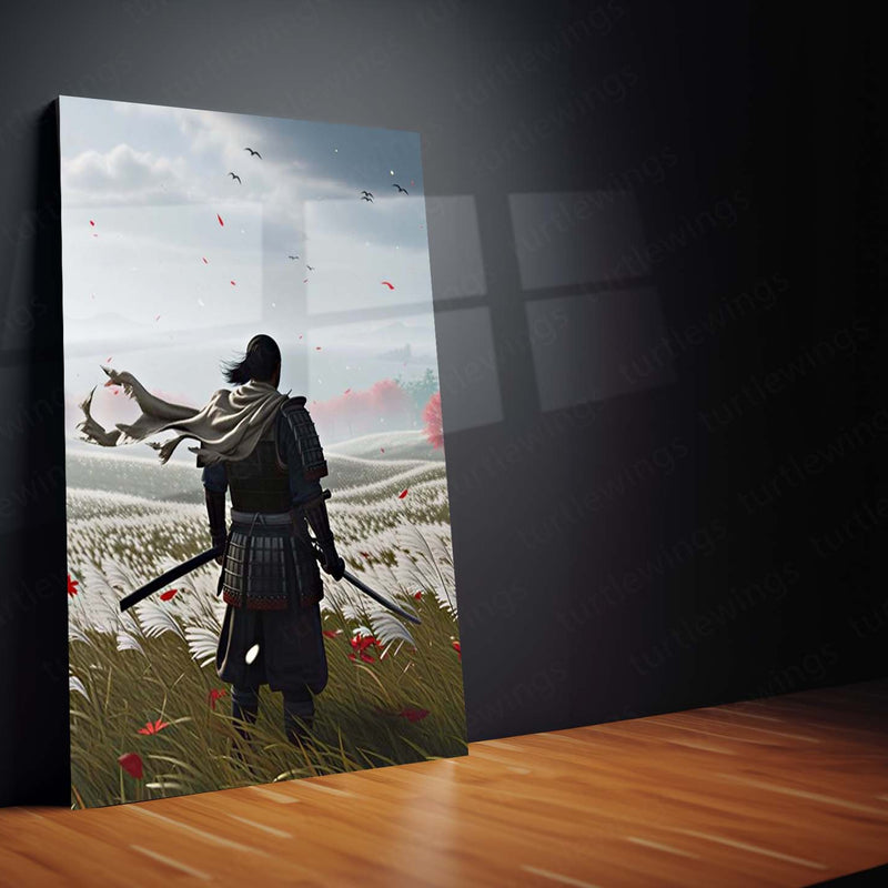 Japanese Warrior Metal Poster Set of 3 | Samurai | Red Maple Field Triptych Wall Art – product image 4