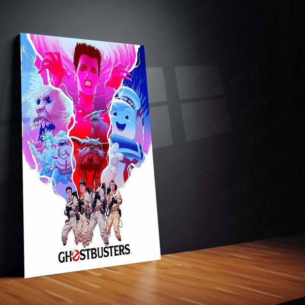 Ghostbusters Classic Villains & Heroes – Retro Neon Art Metal Poster | 80s Movie Wall Frame
