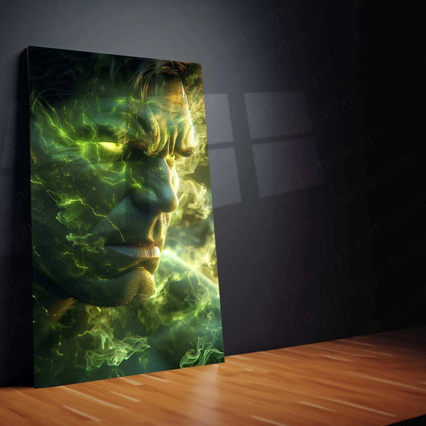 Glowing Green Hulk Lyapunov Fractal – Neon Abstract Metal Poster - TURTLEWINGS 