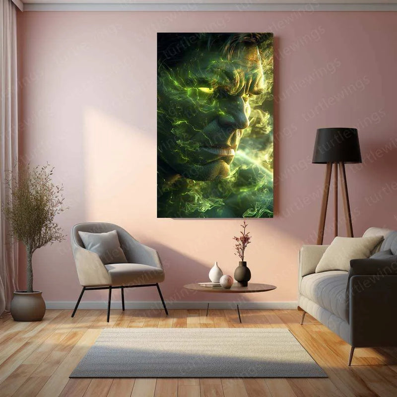 Glowing Green Hulk Lyapunov Fractal – Neon Abstract Metal Poster - TURTLEWINGS 