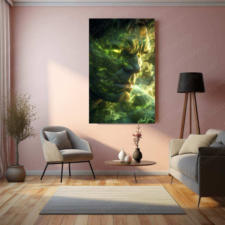 Glowing Green Hulk Lyapunov Fractal – Neon Abstract Metal Poster - TURTLEWINGS 