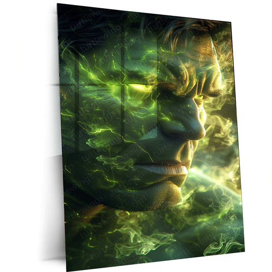 Glowing Green Hulk Lyapunov Fractal – Neon Abstract Metal Poster - TURTLEWINGS 