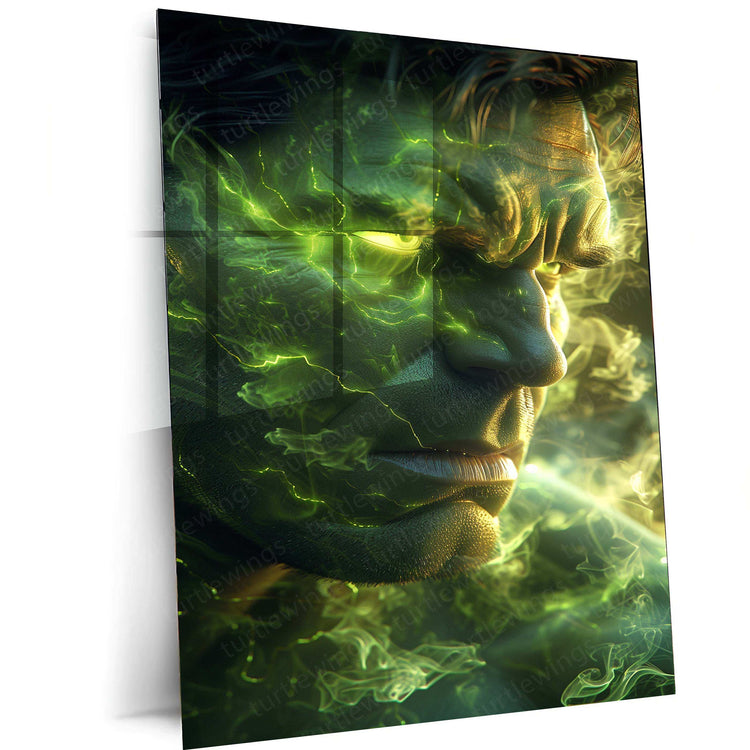 Glowing Green Hulk Lyapunov Fractal – Neon Abstract Metal Poster - TURTLEWINGS 
